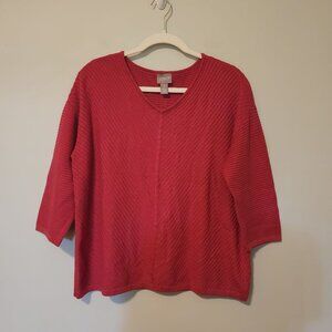 Chico's red sweater sz 2 / M women cashmere blend fall winter